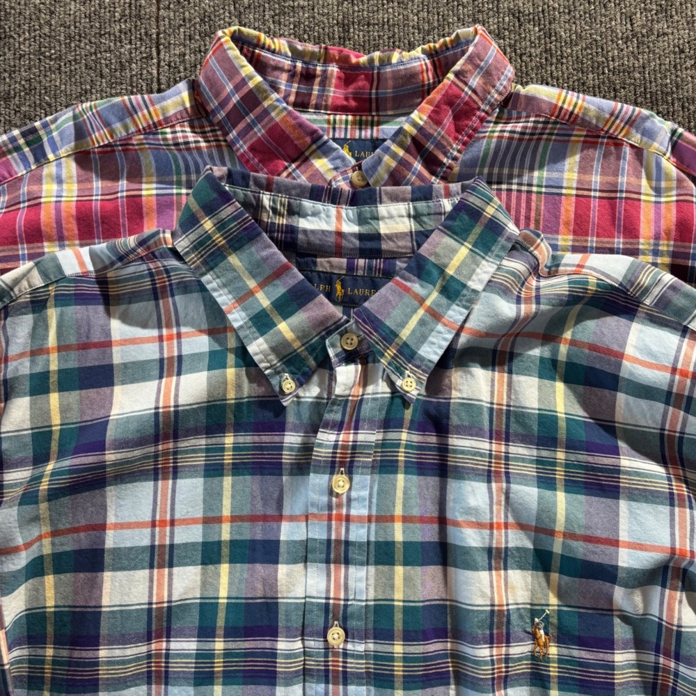Lot of 2 Ralph Lauren Plaid Button Down Shirts Mens 2XLT Big & Tall Multicolor